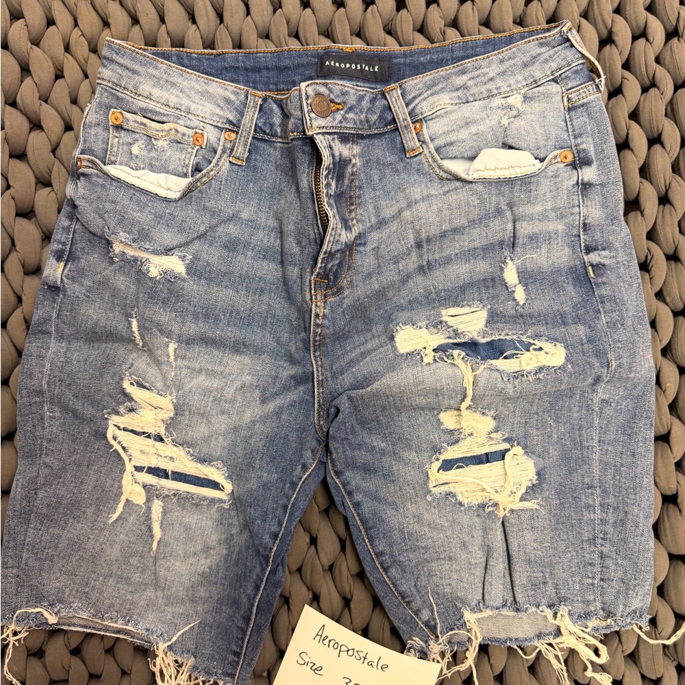 Aeropostale Ripped Blue Denim Shorts